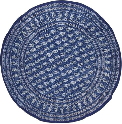 Block Print Round Cotton Tablecloth 72" Indigo Blue | Amazon (US)