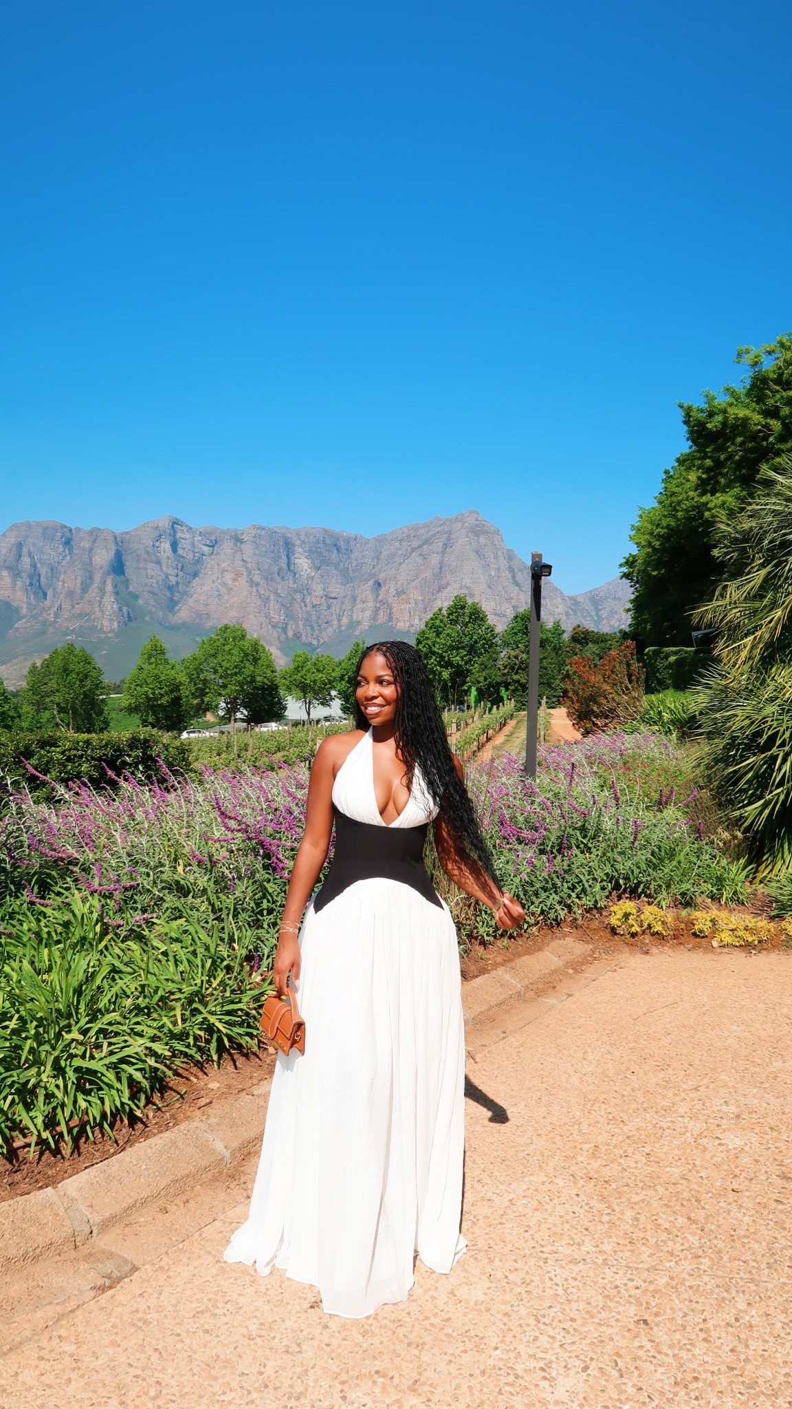 Feminine and classy for a wine tour in South Africa 🥰😍. Do we like or love this look? Linked the full look on my LTK! Packing for two weeks for two people, I honestly forgot my black accessories 🤣. 
Visiting three wine estates with @sipwithsoul today, excited to sip pours straight from the Motherland ✨ #ootd #explore #trend 

#LTKHalloween #LTKGiftGuide #LTKHoliday