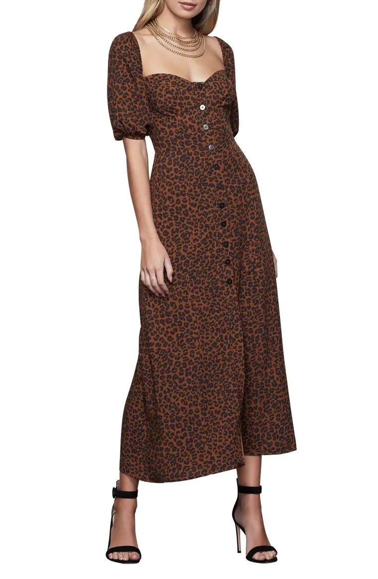 Corset Leopard Print Puff Sleeve Maxi Dress | Nordstrom