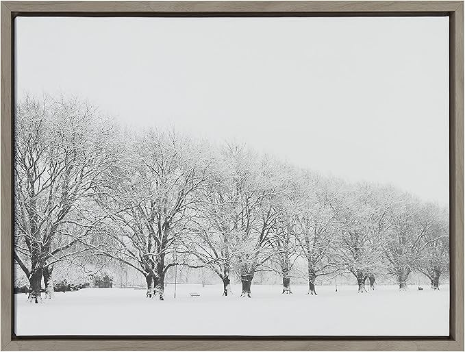 Kate and Laurel Sylvie A Snow Day Framed Canvas Wall Art by Laura Evans, 18x24 Gray, Decorative W... | Amazon (US)