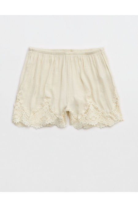 Aerie x Emily + Meritt Satin Lace Short Women's Sea Salt S | Aerie