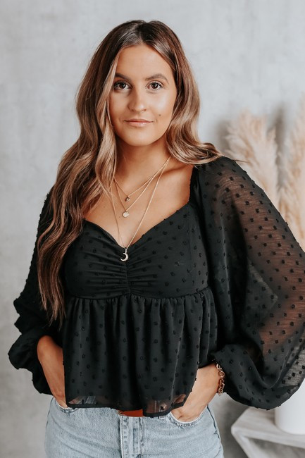 Sweetheart Peplum Dotted Blouse - FINAL SALE | Magnolia Boutique