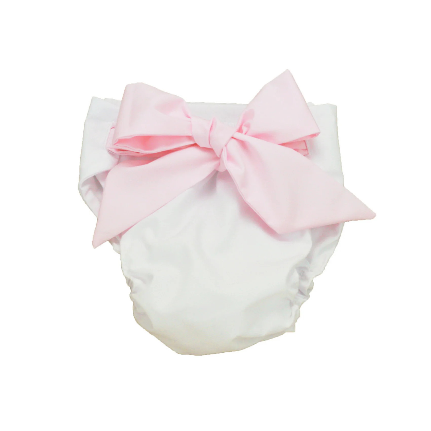 Baby Bow Bottom Bloomer - Worth Avenue White with Palm Beach Pink | The Beaufort Bonnet Company