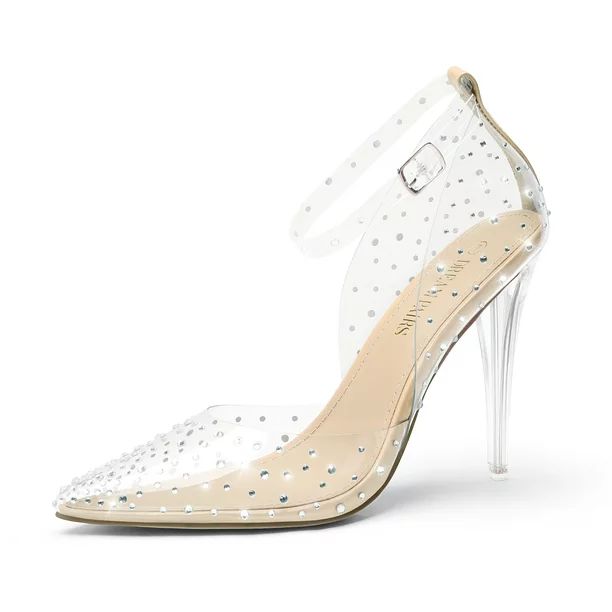 Dream pairs Women鈥檚 High Heels Stiletto Sexy Ankle Strap D'Orsay Transparent Heels Dress Wedd... | Walmart (US)