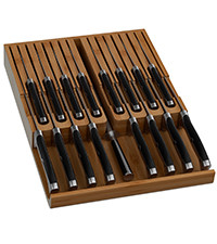 Bamboo In-drawer Knife Block - Knife Drawer Organizer Insert Large Handle Steak Knife Holder, Kit... | Amazon (US)