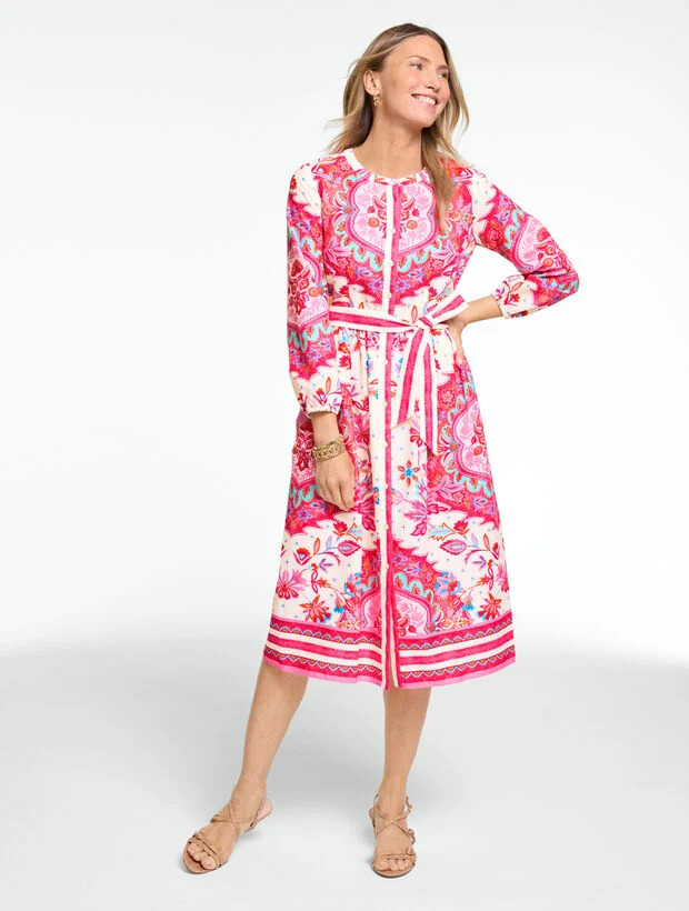 Linen Blend Shirtdress - Paradise Garden | Talbots