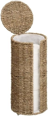 StorageWorks Seagrass Free Standing Toilet Paper Holder Stand for Bathroom, 3 Rolls of Toilet Tis... | Amazon (US)