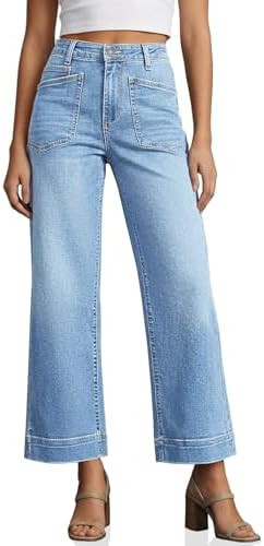 Cicy Bell Womens Cropped Wide Leg Jeans Stretchy High Waisted Trendy Baggy Denim Ankle Pants with... | Amazon (US)