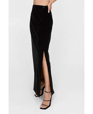 Women's Velvet High Waist Side Split Maxi Skirt | Macy's