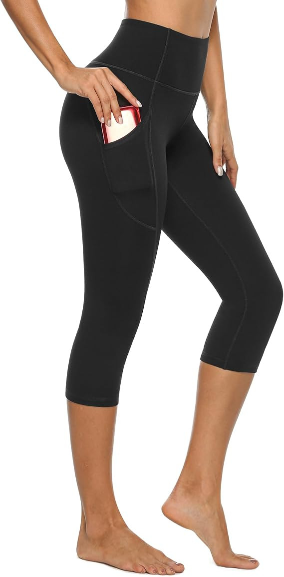 Stelle Women's Capri Yoga Pants with Pockets Essential High Waisted Legging for Workout | Amazon (US)
