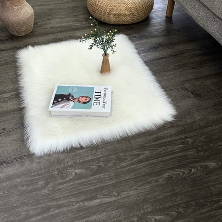 Super Soft Faux Fur Sheepskin Area Rug Shaggy Silky Plush Carpet White Faux Fur Rug for Bedroom Beds | Walmart (US)
