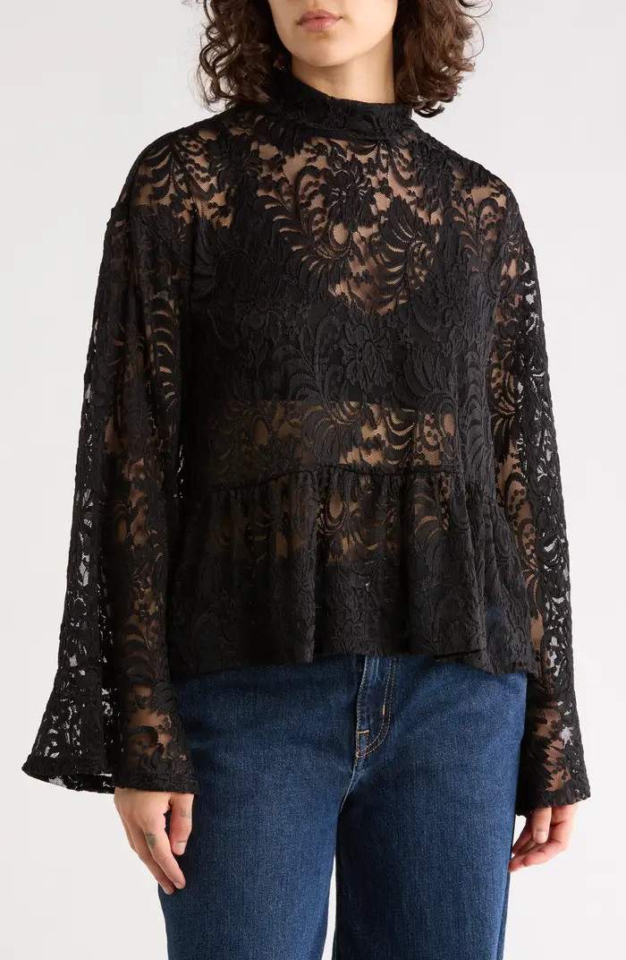Sanctuary Ruffle Long Sleeve Lace Top | Nordstromrack | Nordstrom Rack