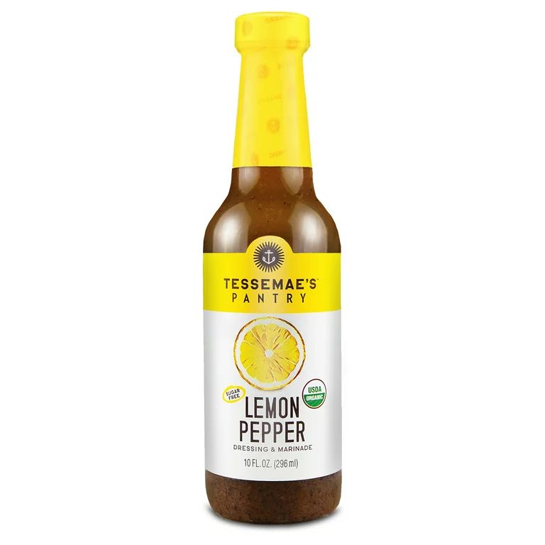 Tessemae's Organic Lemon Pepper Vinaigrette Salad Dressing and Marinade, 10 fl oz, Vegan, Sugar F... | Walmart (US)