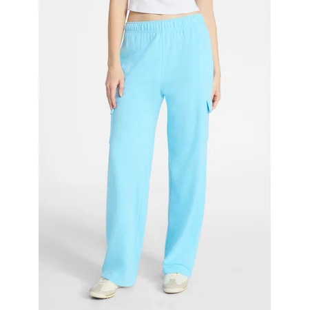 No Boundaries French Terry Cargo Pants, 30" Inseam, Women's XXS-XXL | Walmart (US)