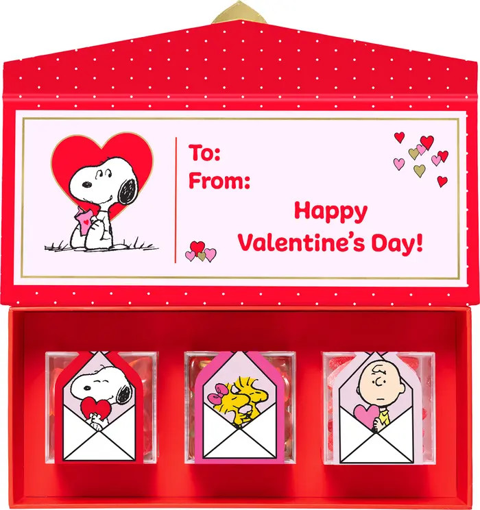 x Peanuts™ Love Mail 3-Piece Candy Cube Bento Box | Nordstrom