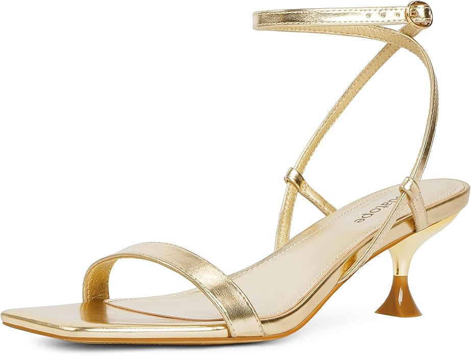 Modatope Kitten Heels for Women Open Square Toe Ankle Strap Sandals Low Heels Dress Shoes for Par... | Amazon (US)