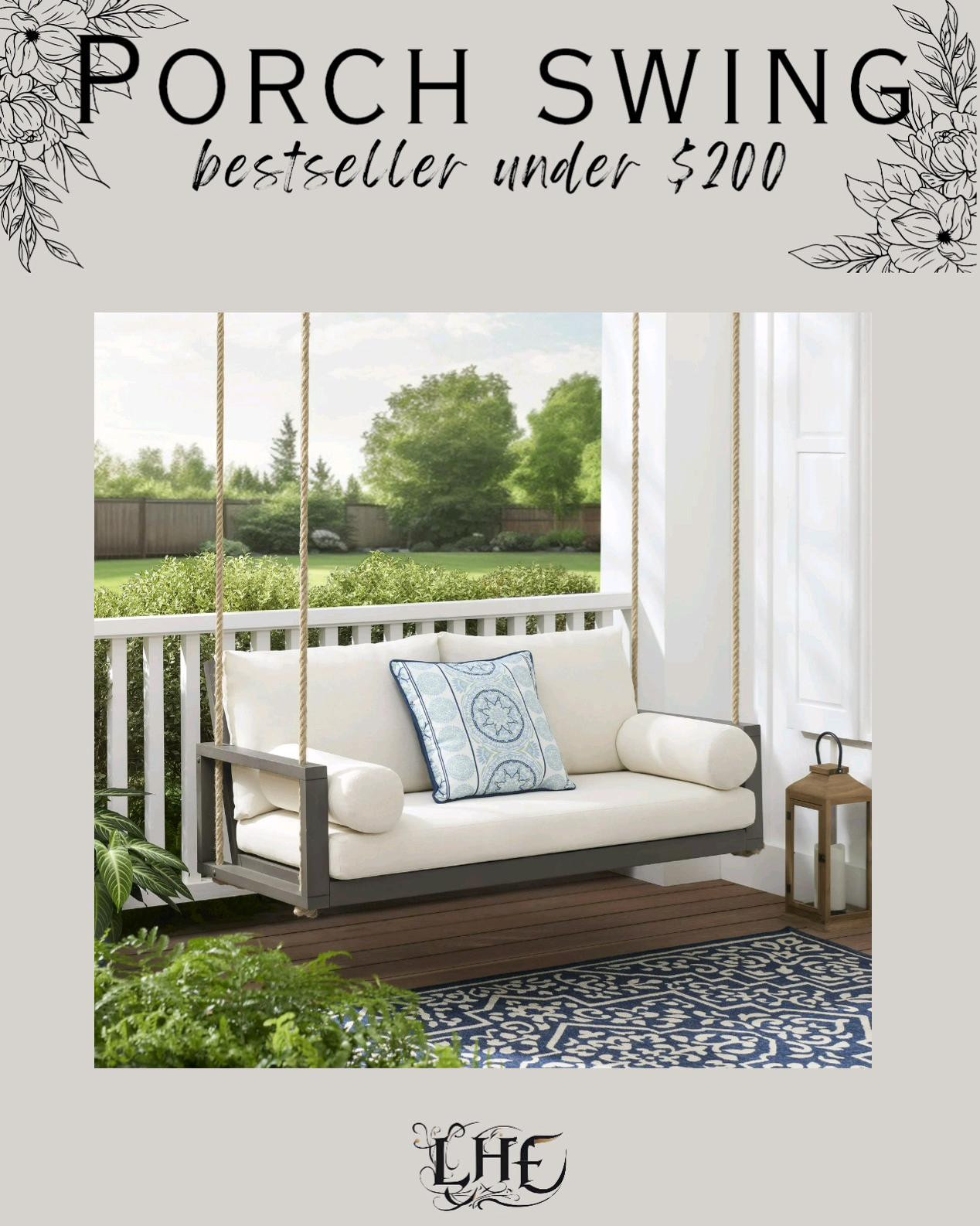 Porch swing under $200! Shop by clicking the thumbnails below👇... patio furniture, outdoor furniture, porch , porch furniture, porch chair, porch swing, outdoor living, patio, porch, affordable outdoor furniture, patio refresh, porch refresh, patio furniture 

#LTKSeasonal #LTKHome #LTKFamily