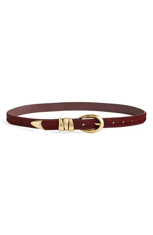 Madewell Triple Metal Keeper Genuine Calf Hair Belt in Cabernet at Nordstrom, Size X-Small | Nordstrom