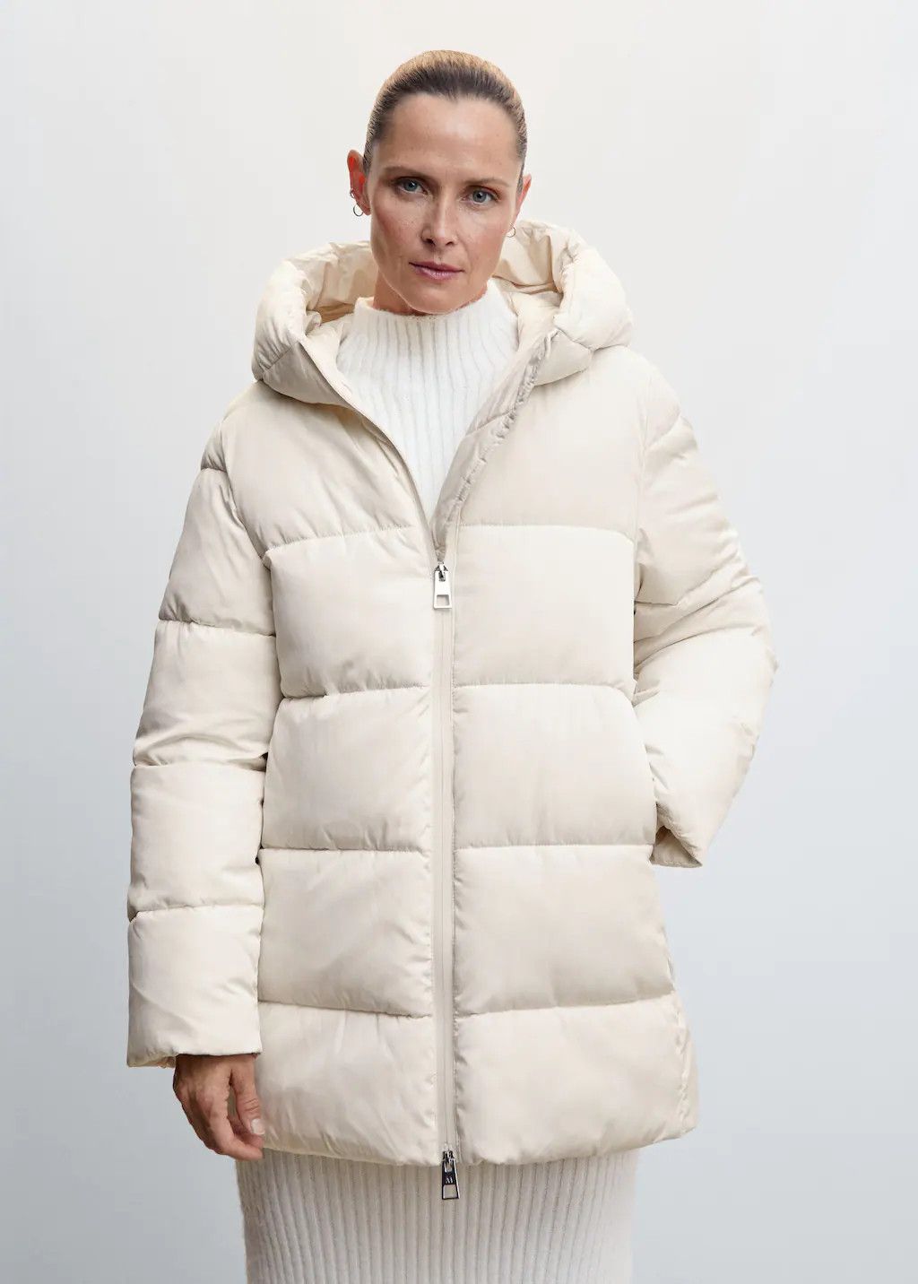 Hood quilted coat | White Puffer Coat | White Coat Coats | Winter Outfit Inspo | MANGO (US)