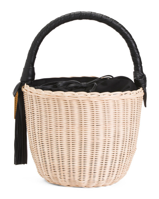 Rattan Drawstring Bucket Basket | TJ Maxx
