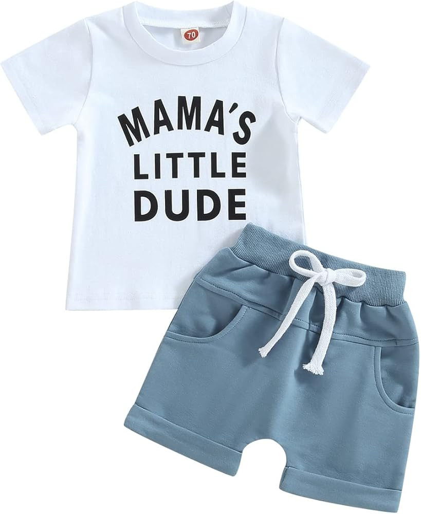 Toddler Baby Boy Outfit Fathers/Mother's Day Letter Sleeveless Tank Top and Casual Shorts Summer ... | Amazon (US)