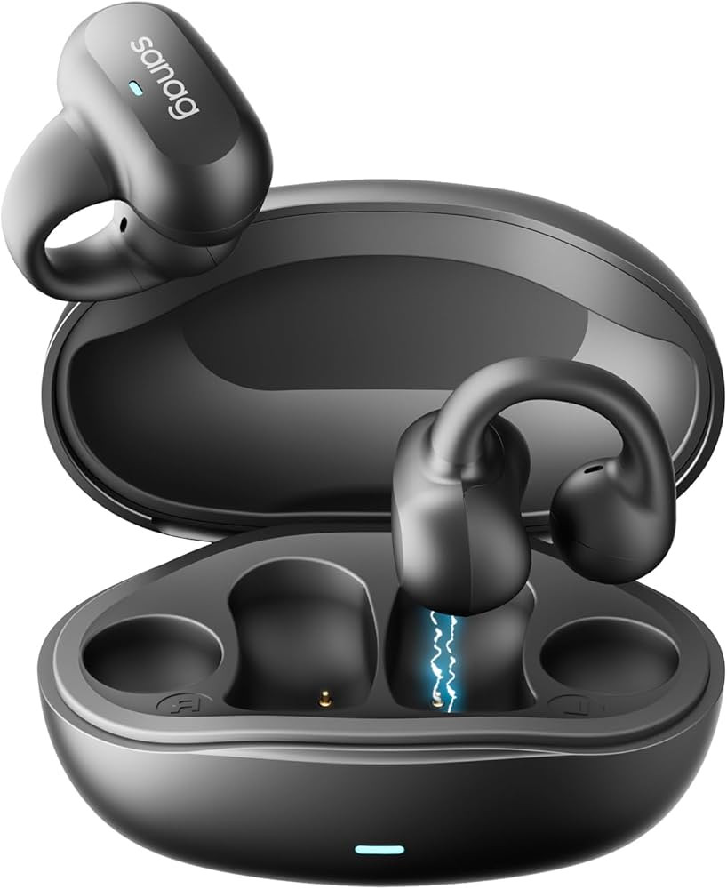 Sanag Earring Wireless Earbuds Bluetooth 5.3 with Microphone Open Ear Clip On Headphones with Cha... | Amazon (US)