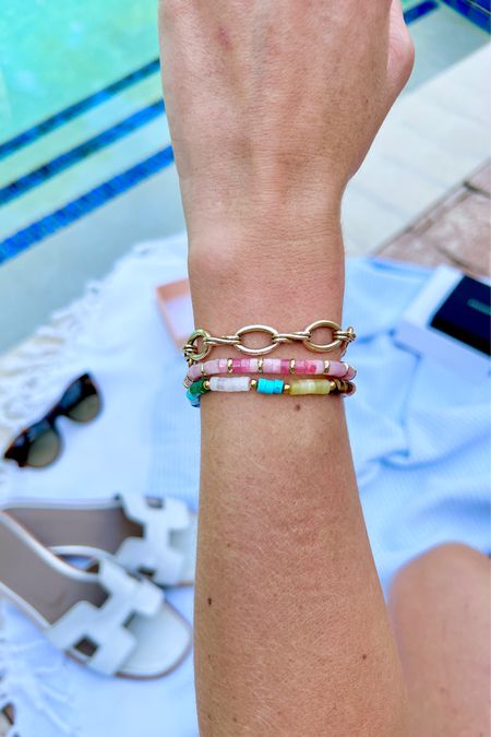 Bracelets you can mix and match with any outfit. Adding a little pop of color is on the trend and such a great way to add some subtle detail. 
#armcandy #bracelet 

#LTKstyletip #LTKunder100 #LTKunder50