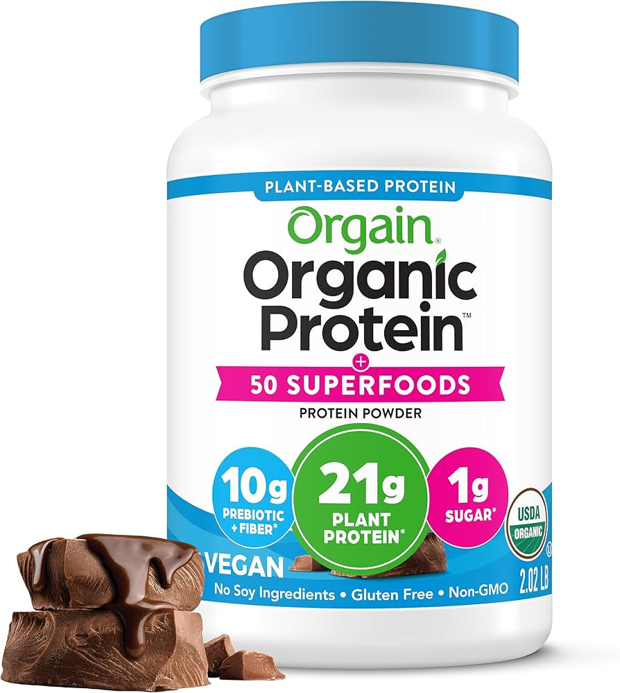 Orgain Organic Vegan Protein + 50 Superfoods Powder, Creamy Chocolate Fudge - 21g Plant Based Pro... | Amazon (US)