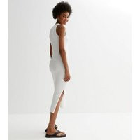 White Ribbed Split Bodycon Midi Dress New Look | New Look (UK)