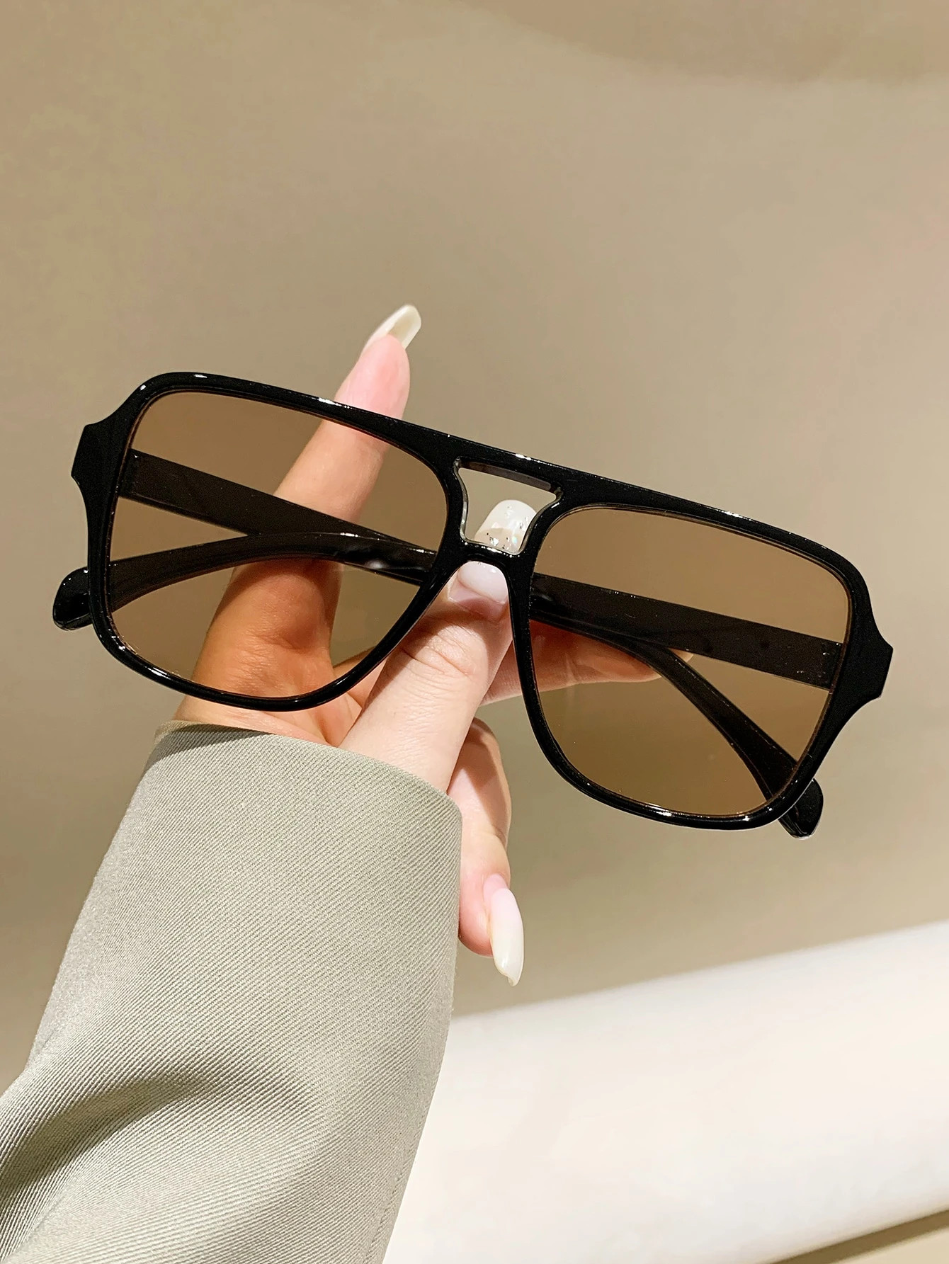 1pc Fashionable Rectangular Plastic Aviator Style Unisex Eyeglasses | SHEIN