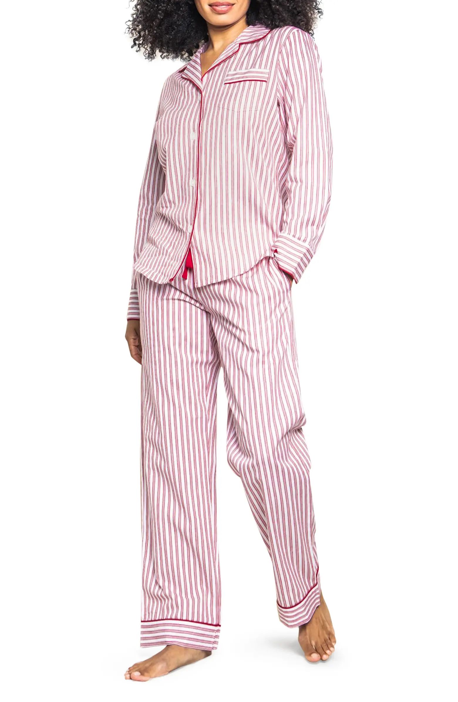 Petite Plume Red Ticking Stripe Pajama Set | Nordstrom | Nordstrom