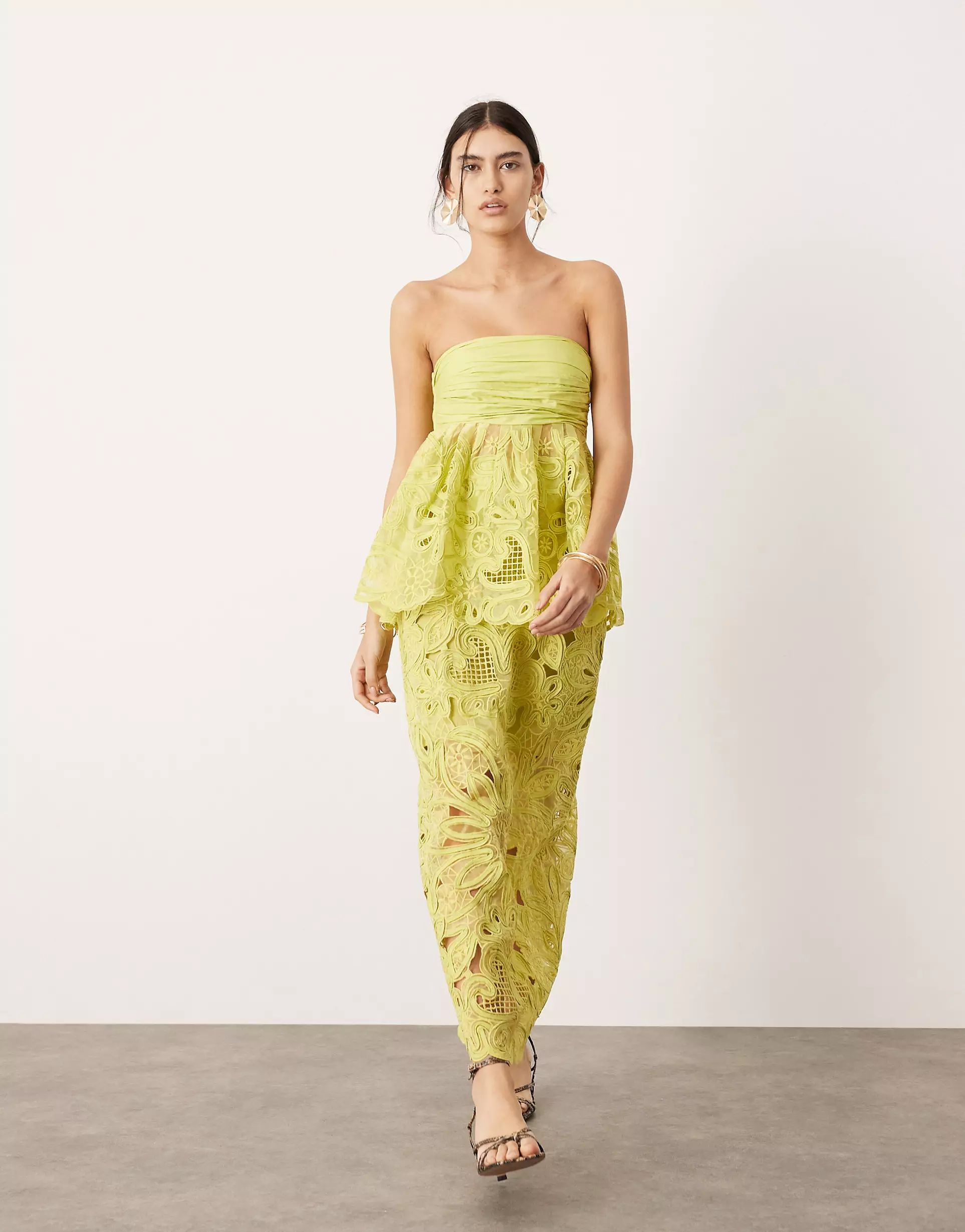 ASOS EDITION floral cornelli tie back bandeau top in lime green - part of a set | ASOS | ASOS (Global)