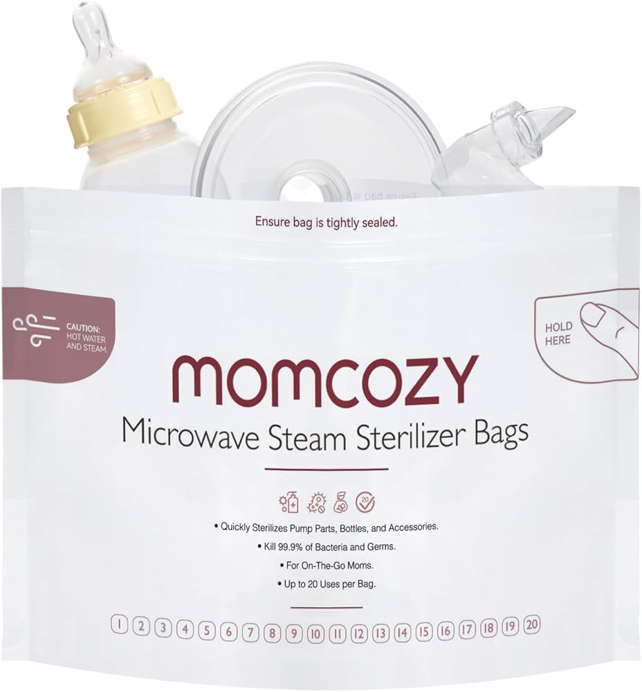 Momcozy Larger Microwave Steam Sterilizer Bags, 8 Count Travel Sterilizer Bags for Breast Pump Pa... | Amazon (US)