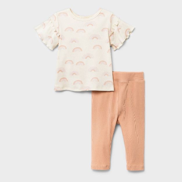 Grayson Mini Baby Girls' 2pc Rainbow Top & Bottom Set - Pink | Target