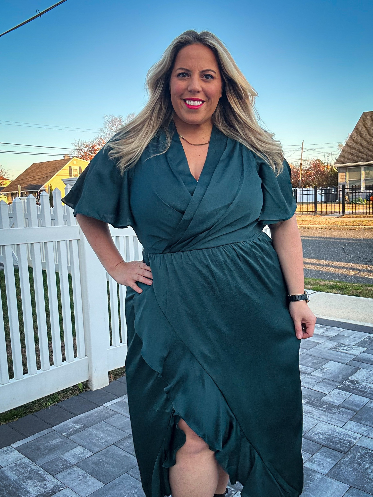 This soft ruffle dress in emerald from City Chic is currently 50% off and is the perfect dress for any holiday event this season. I am wearing a size 20 and could have sized down to a 18 in this dress. It is very lightweight and has an elastic waist. 

#LTKCyberWeek #LTKPlusSize #LTKHoliday