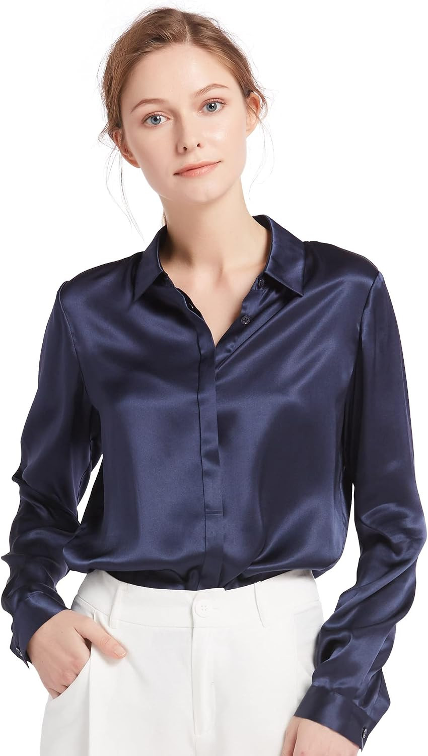 LilySilk Silk Blouse for Women 100% Pure Silk Long Sleeves Cool Smooth Tops | Amazon (US)