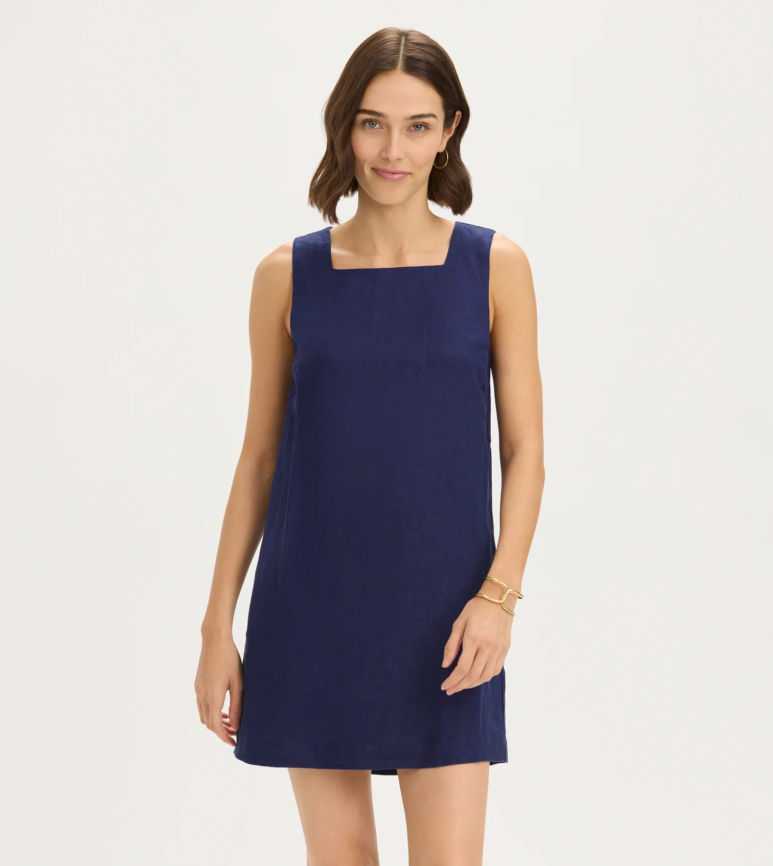Square Neck Linen Shift Dress | Renwick