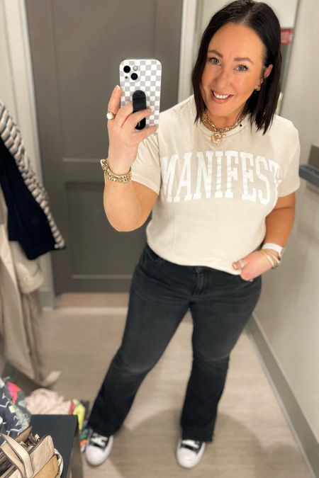 Target graphic tee haul!  Love the wording on this one. Manifest!  XL in this one. Size up one. Size 14 jeans. Linked an updated pair too  

#LTKmidsize #LTKSeasonal #LTKfindsunder50