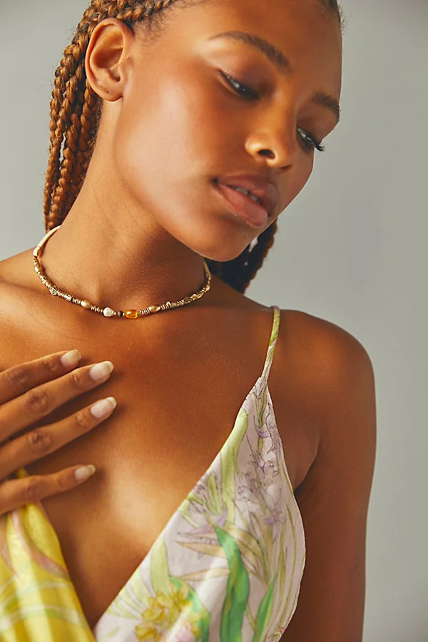In Bloom Choker by Free People, Brass Ivory, One Size | Free People (Global - UK&FR Excluded)