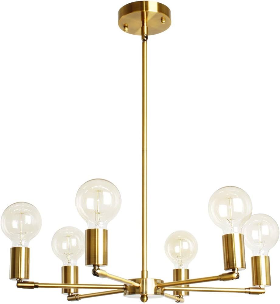 BAODEN 6-Lights Fixture Modern Gold Sputnik Chandelier Brushed Brass Mid Century Pendant Light Se... | Amazon (US)