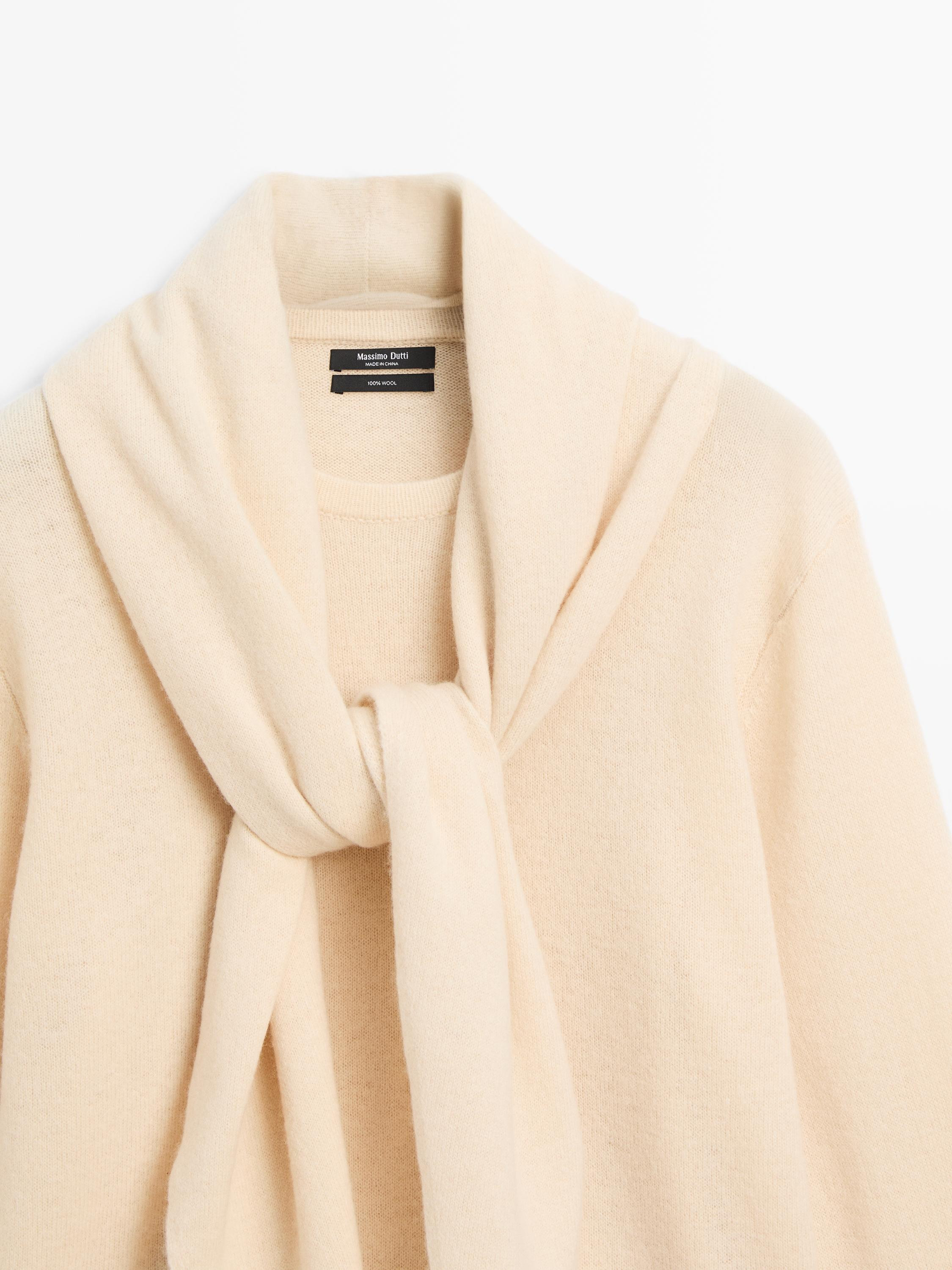 Knit sweater with scarf detail | Massimo Dutti UK