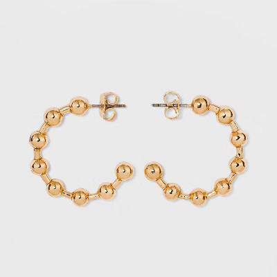 Gold Ball Hoop Earrings - A New Day™ Gold | Target