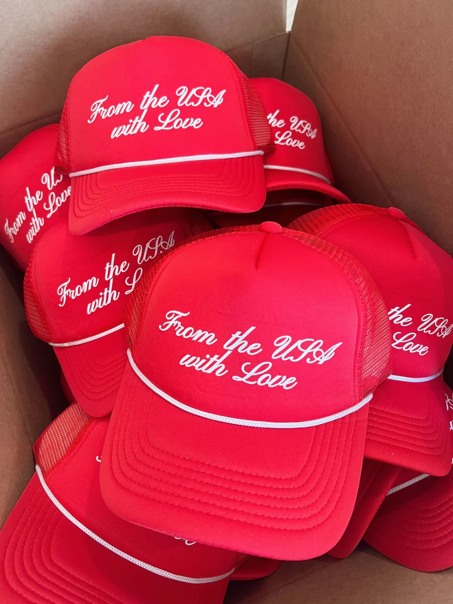 From The USA With Love - Red Foam Trucker Hat | KenzKustomz