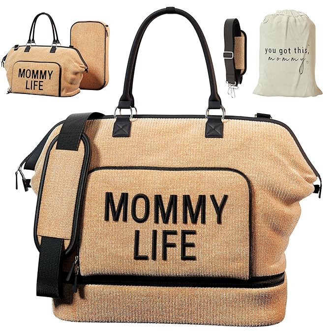 Mom Weekender Bag w/Removable Shoe Compartment - Luxury Diaper Bag - Diaper Bag Tote - Oversized ... | Amazon (US)