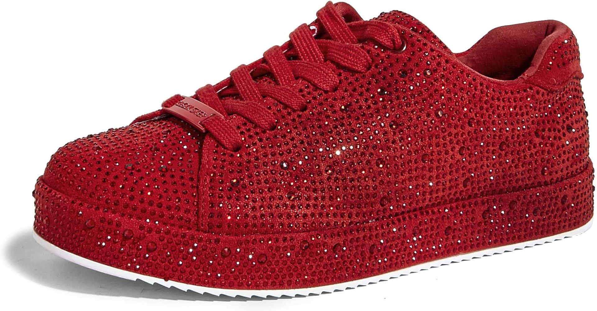 LUCKY STEP Platform Rhinestone Fashion Glitter Sneakers | Sparkly Bling Bedazzled Wedding Bridal ... | Amazon (US)