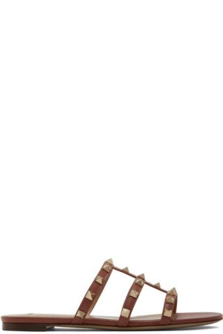 Pink Rockstud Flat Sandals | SSENSE