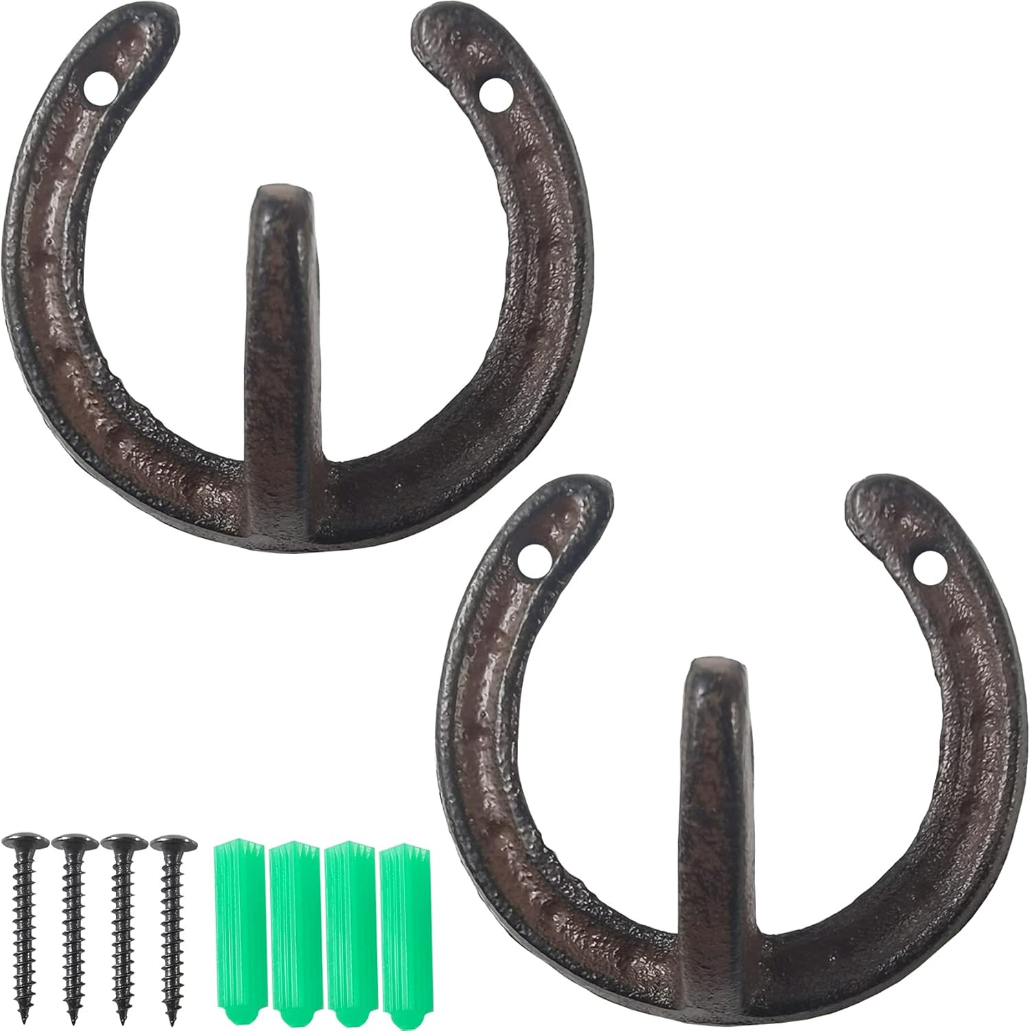 2PCS Cast Iron Western Single Horseshoe Hook for The Wall (Dark Brown) | Amazon (US)