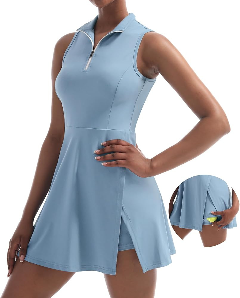 CUGOAO Womens Tennis Dress Golf Dress Workout Dress with Shorts and Pockets for Sleeveless Athlet... | Amazon (US)