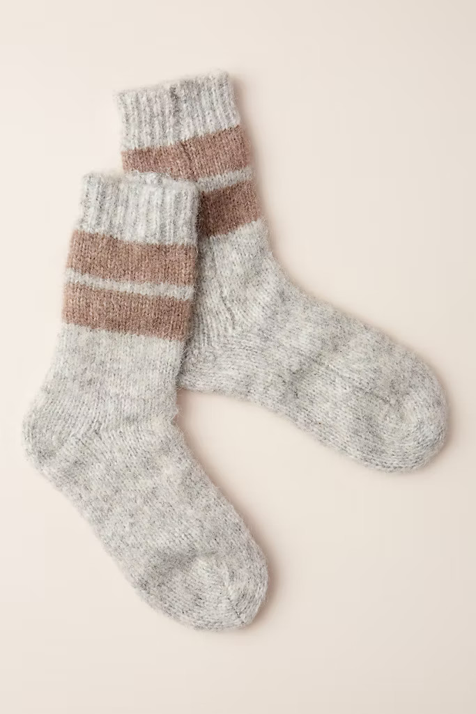 Striped Fuzzy Crew Socks | Anthropologie (US)