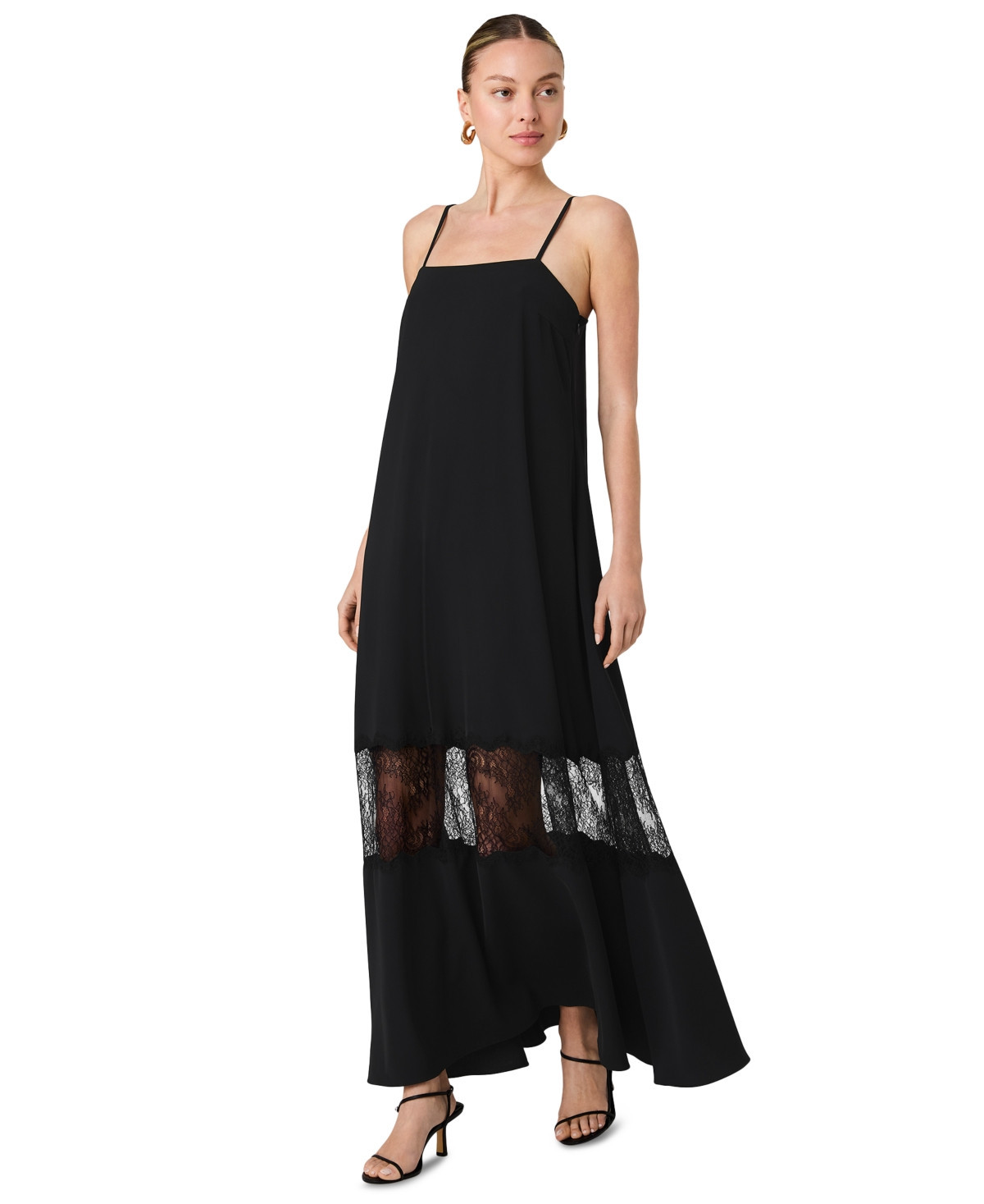 French Connection Women's Quinn Crepe Lace Sleeveless Maxi Dress - Macy's | Macy's